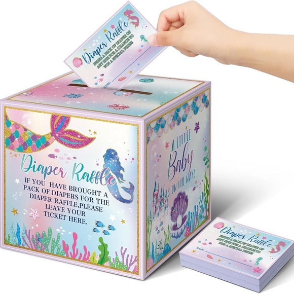 50 Pieces Diaper Raffle Tickets with Card Box - Picture 1 of 9
